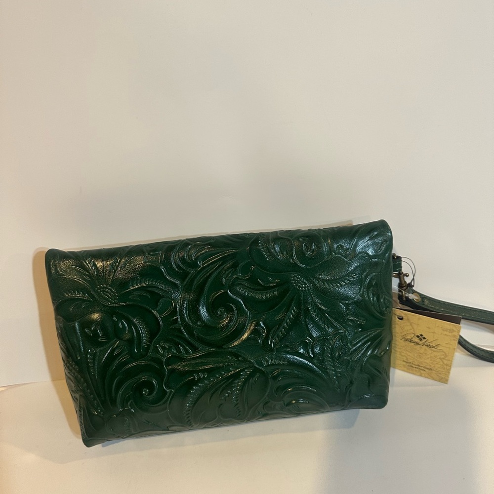 Patricia Nash Dark Green Embossed Wristlet